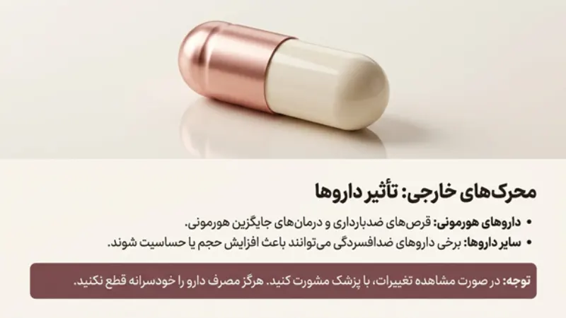 مصرف بعضی داروها باعث بزرگی بیش از حد سینه می‌شود.