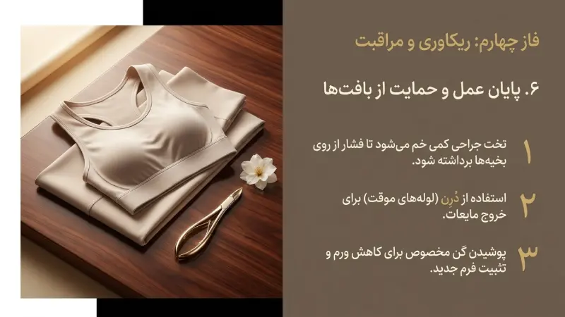 . بستن برش‌ها، قرار دادن درن و پانسمان شکم؛ مرحله پایانی ابدومینوپلاستی