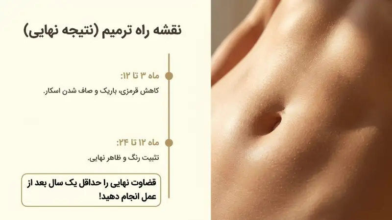 زمانبندی بهبود و کمرنگ شدن جای بخیه ابدومینوپلاستی